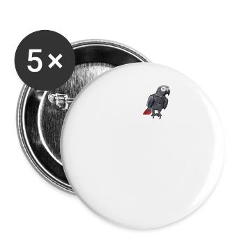 Perroquets gris d’Afrique - Lot de 5 grands badges (56 mm) - blanc - Devant