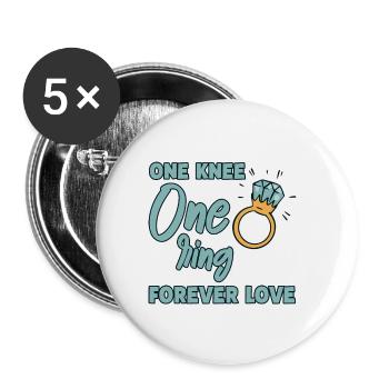 One Knee One Ring Forever Love 2 - Buttons groß 56 mm (5er Pack) - Weiß - Vorne