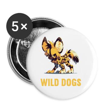 Wildhunde Wildhund - Buttons groß 56 mm (5er Pack) - Weiß - Vorne