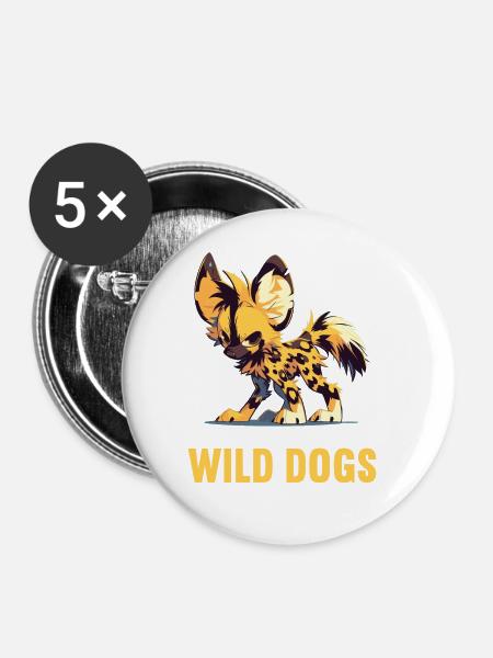 Wildhunde Wildhund - Buttons groß 56 mm (5er Pack) - Weiß