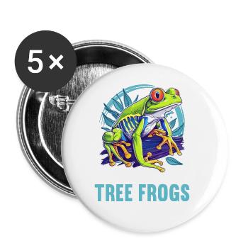 Rainette Baumfrösche Baumfrosch - Lot de 5 grands badges (56 mm) - blanc - Devant