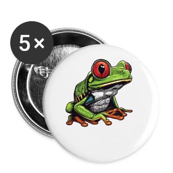Tree Frog Baumfrösche Baumfrosch - Buttons groß 56 mm (5er Pack) - Weiß - Vorne