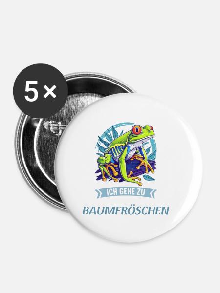 Tree Frog Baumfrösche Baumfrosch - Buttons groß 56 mm (5er Pack) - Weiß
