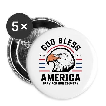 God Bless America - Pray for our country - Buttons groß 56 mm (5er Pack) - Weiß - Vorne