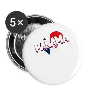 Panama Flagge Panamaisch Panama Fahne - Buttons groß 56 mm (5er Pack) - Weiß - Vorne