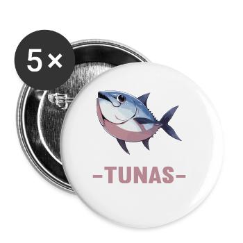 Tuna Thunfische Thunfisch - Buttons groß 56 mm (5er Pack) - Weiß - Vorne