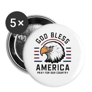 God Bless America USA 4th July Independence Day - Buttons large 2.2''/56 mm (5-pack) - white - Front