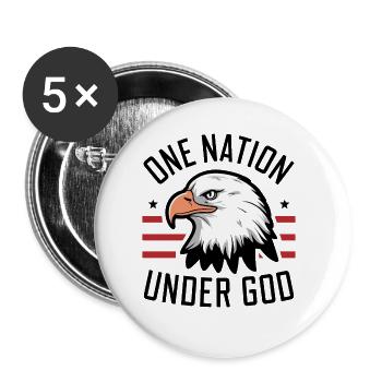 Amerika USA Spruch One Nation Under God 4th July - Buttons groß 56 mm (5er Pack) - Weiß - Vorne
