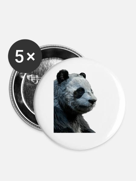 Panda - Buttons groß 56 mm (5er Pack) - Weiß