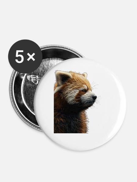 Roter Panda - Buttons groß 56 mm (5er Pack) - Weiß