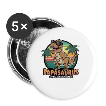 Papasaurus Expert en Rugissement Fête des Pères - Lot de 5 grands badges (56 mm) - blanc - Devant