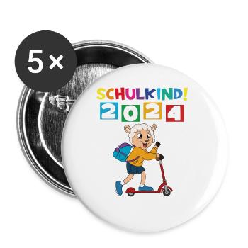 Inscription scolaire 2024 de l’école de la rentrée scolaire - Lot de 5 grands badges (56 mm) - blanc - Devant