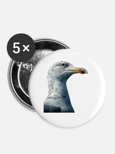 Möwe - Buttons groß 56 mm (5er Pack) - Weiß