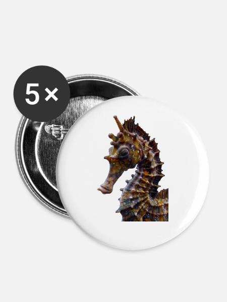Seepferdchen - Buttons groß 56 mm (5er Pack) - Weiß