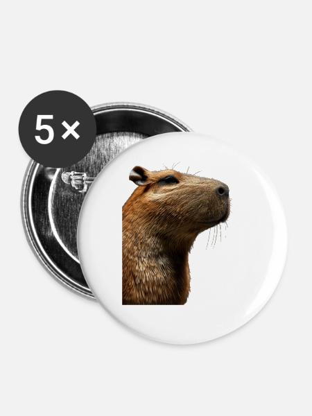 Wasserschwein - Buttons groß 56 mm (5er Pack) - Weiß