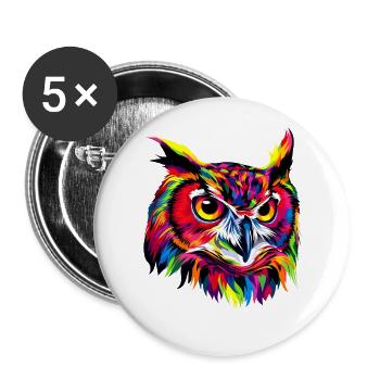 Owl Colorful Rainbow Colors Pop Art Owl Eagle Owl Owls - Buttons large 2.2''/56 mm (5-pack) - white - Front