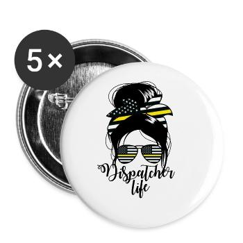 Dispatcher Life Messy Bun Damen Dispatch - Buttons groß 56 mm (5er Pack) - Weiß - Vorne
