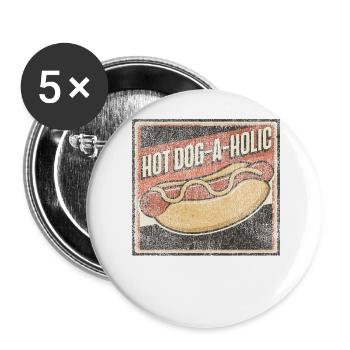 Hot Dog Adulte Vintage Chaud - Lot de 5 grands badges (56 mm) - blanc - Devant