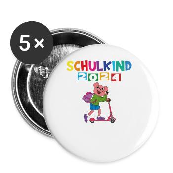 Inscription scolaire 2024 de l’école de la rentrée scolaire - Lot de 5 grands badges (56 mm) - blanc - Devant