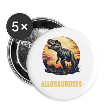 Allosaurier Allosaurus - Buttons groß 56 mm (5er Pack) - Weiß - Vorne