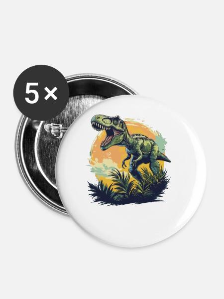 Allosaurier Allosaurus - Buttons groß 56 mm (5er Pack) - Weiß