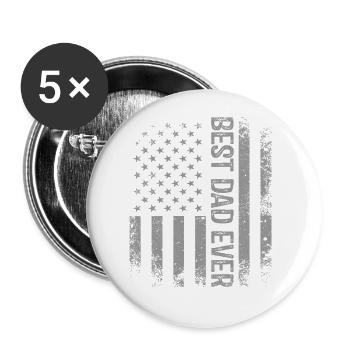 Bester Vater aller Zeiten Vatertag der US-amerikanischen Flagge - Buttons groß 56 mm (5er Pack) - Weiß - Vorne