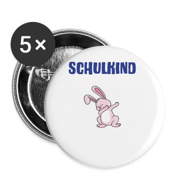 Schulkind 2024 Einschulung Schulanfang - Buttons groß 56 mm (5er Pack) - Weiß - Vorne