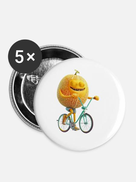 Melone Fahrrad - Buttons groß 56 mm (5er Pack) - Weiß
