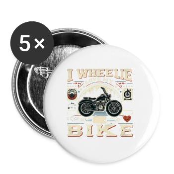 I Wheelie Love My Bike 6 - Buttons large 2.2''/56 mm (5-pack) - white - Front