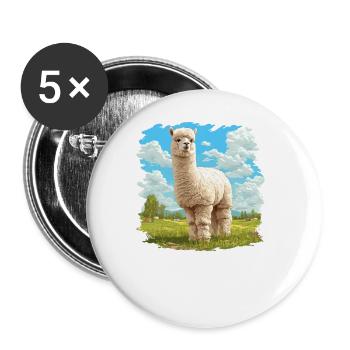 Alpaca Alpacas Alpaca - Buttons large 2.2''/56 mm (5-pack) - white - Front