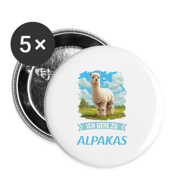 Alpaca Alpacas Alpaca - Buttons large 2.2''/56 mm (5-pack) - white - Front