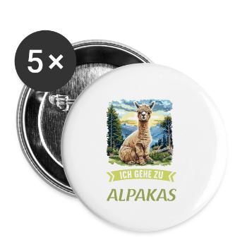 Alpaca Alpacas Alpaca - Buttons large 2.2''/56 mm (5-pack) - white - Front