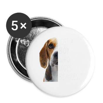 Beagle - Buttons groß 56 mm (5er Pack) - Weiß - Vorne