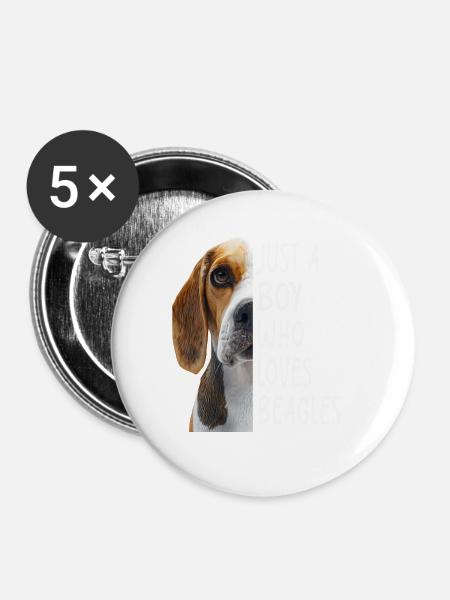 Beagle - Buttons groß 56 mm (5er Pack) - Weiß