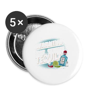 Avertissement : Peut contenir de la tequila 17 - Lot de 5 grands badges (56 mm) - blanc - Devant