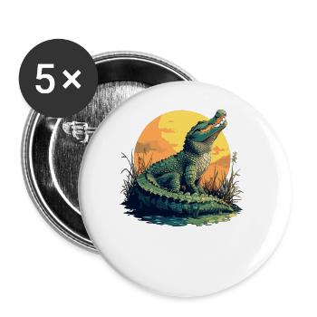 Alligatoren Alligator - Buttons large 2.2''/56 mm (5-pack) - white - Front
