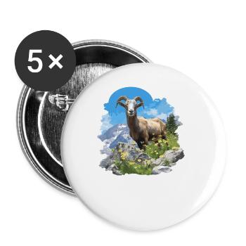 Alpine Goat Mountain Goats Mountain Goat - Buttons large 2.2''/56 mm (5-pack) - white - Front