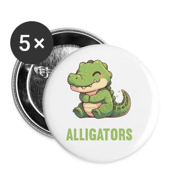Alligatoren Alligator - Buttons large 2.2''/56 mm (5-pack) - white - Front