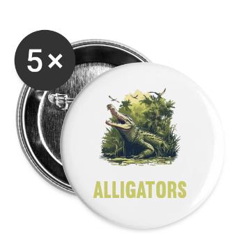 Alligatoren Alligator - Buttons large 2.2''/56 mm (5-pack) - white - Front