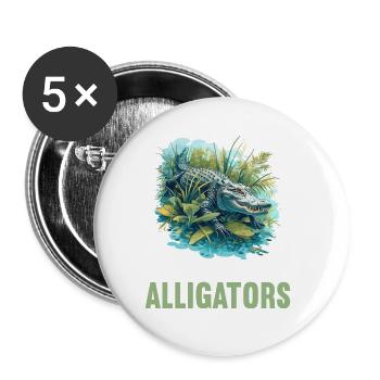 Alligatoren Alligator - Buttons large 2.2''/56 mm (5-pack) - white - Front
