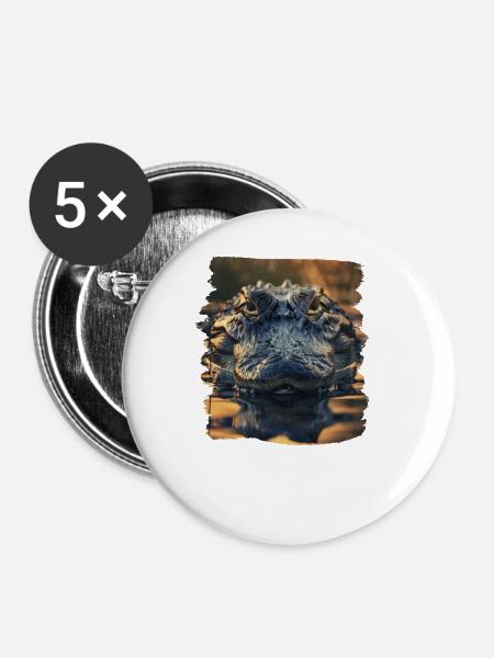 Alligatoren Alligator - Buttons groß 56 mm (5er Pack) - Weiß