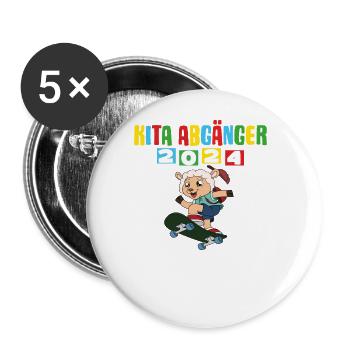 Kita Abgänger 2024 Einschulung 2024 - Buttons groß 56 mm (5er Pack) - Weiß - Vorne