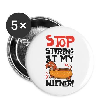 Hot Dog Adulte Humour Jeu de mots Coquin - Lot de 5 grands badges (56 mm) - blanc - Devant