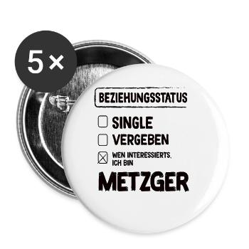 Metzger Beziehungsstatus Metzger Fleischer - Buttons groß 56 mm (5er Pack) - Weiß - Vorne