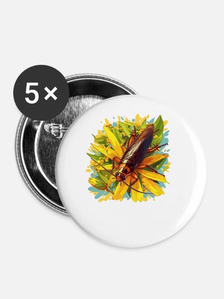 Cockroach Kakerlaken Kakerlake - Buttons groß 56 mm (5er Pack) - Weiß