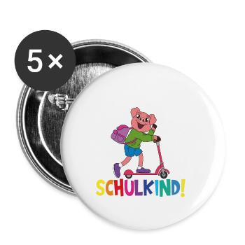 Inscription scolaire 2024 de l’école de la rentrée scolaire - Lot de 5 grands badges (56 mm) - blanc - Devant