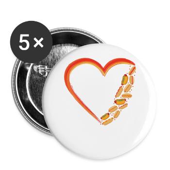 Hot-Dog Adulte Coeur - Lot de 5 grands badges (56 mm) - blanc - Devant