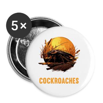 Cockroach Kakerlaken Kakerlake - Buttons groß 56 mm (5er Pack) - Weiß - Vorne