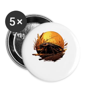 Cockroach Kakerlaken Kakerlake - Buttons groß 56 mm (5er Pack) - Weiß - Vorne
