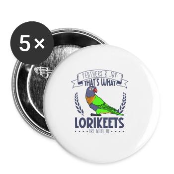 Federn und Freude - Lori - Buttons groß 56 mm (5er Pack) - Weiß - Vorne